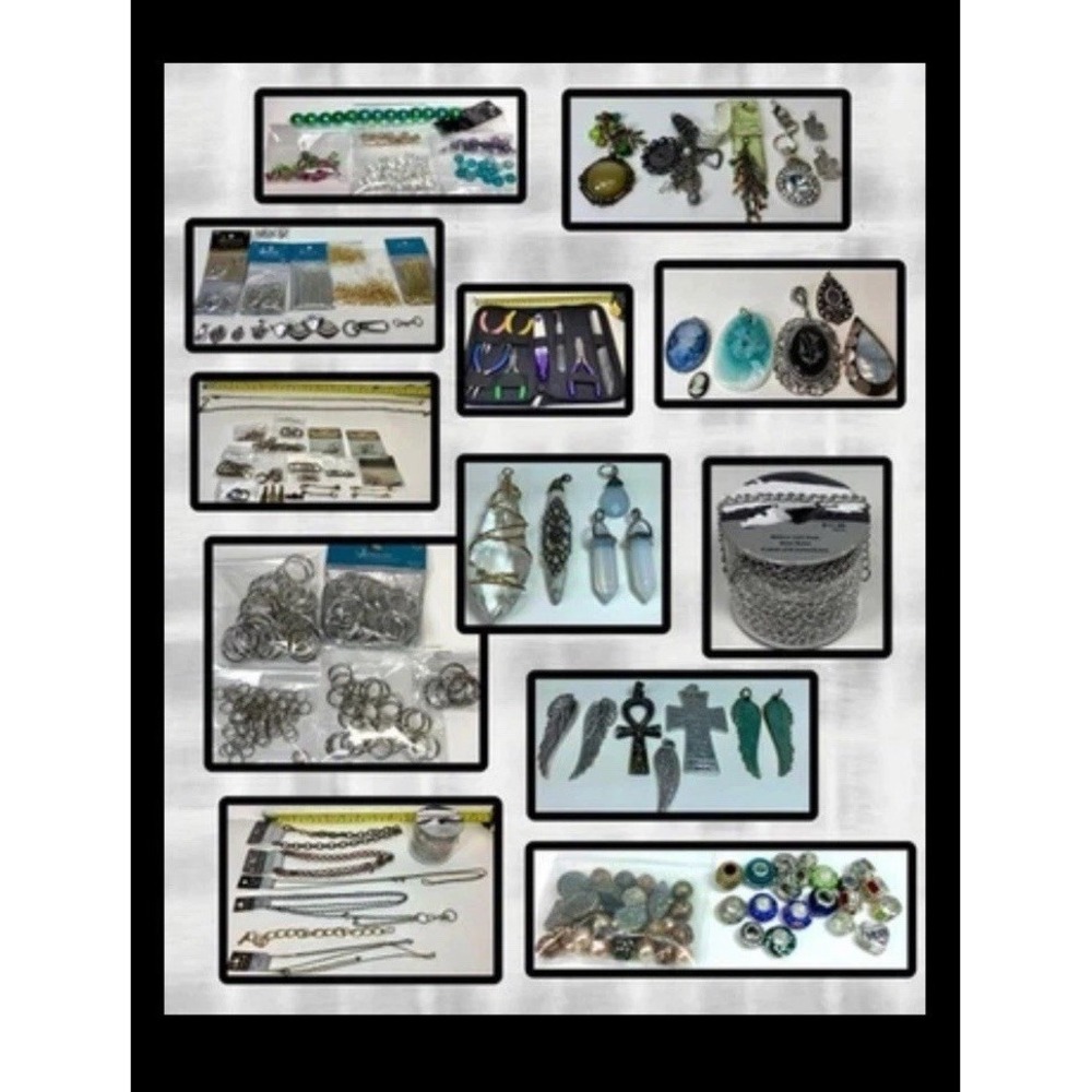 NEW Jewelry Supplies Lot - Chains-Clasps-Pendants-Charms-Tools + More